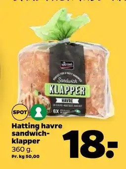Netto Hatting havre sandwichklapper, DKK 18 tilbud