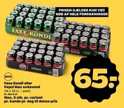 Netto Faxe Kondi eller Pepsi Max sodavand, DKK 65 tilbud