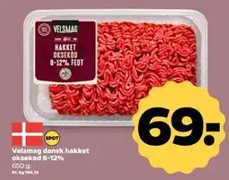 Netto Velsmag dansk hakket oksekød 8-12%, DKK 69 tilbud