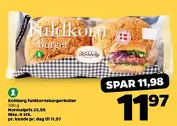 Netto Kohberg fuldkornsburgerboller, DKK 11.97 tilbud