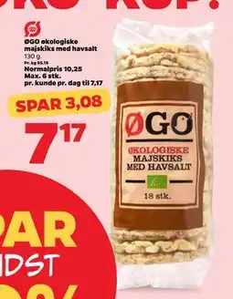 Netto ØGO økologiske majskiks med havsalt, DKK 7.17 tilbud