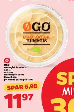 Netto ØGO økologisk hummus, DKK 11.97 tilbud