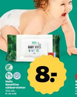 Netto Hello Sensitive vådservietter, DKK 8 tilbud