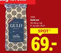Lidl Guld ost, DKK 69 tilbud