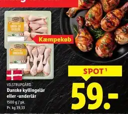 Lidl Danske kyllingelår eller -underlår, DKK 59 tilbud