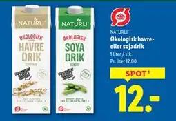 Lidl Økologisk havre- eller sojadrik, DKK 12 tilbud