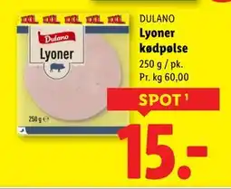 Lidl Lyoner kødpølse, DKK 15 tilbud