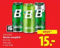 Lidl Booster energidrik, DKK 15 tilbud