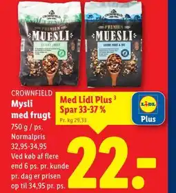 Lidl Mysli med frugt, App-pris tilbud