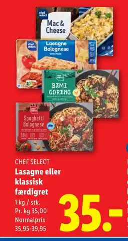 Lidl CHEF SELECT Lasagne eller klassisk færdigret tilbud