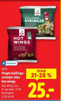 Lidl ROSE Stegte kyllinge- strimler eller hot wings tilbud
