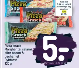 REMA 1000 Pizza snack Margherita, salami eller bacon & bechamel Dybfrost 120 g tilbud