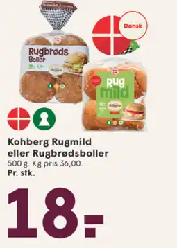 SPAR Kohberg Rugmild eller Rugbrødsboller tilbud