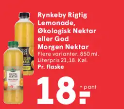 SPAR Rynkeby Rigtig Lemonade, Økologisk Nektar tilbud
