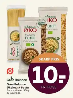 SPAR Grøn Balance Økologisk Pasta, DKK 10 tilbud