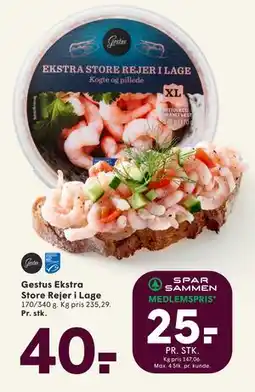SPAR Gestus Ekstra Store Rejer i Lage, DKK 40, App-pris tilbud