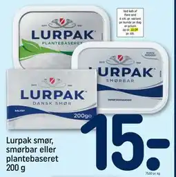 REMA 1000 Lurpak smør, smørbar eller plantebaseret 200 g, DKK 15 tilbud