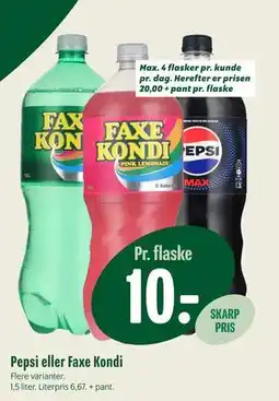 Min Købmand Pepsi eller Faxe Kondi, DKK 10 tilbud