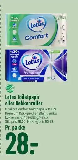 Min Købmand Lotus Toiletpapir eller Køkkenruller, DKK 28 tilbud