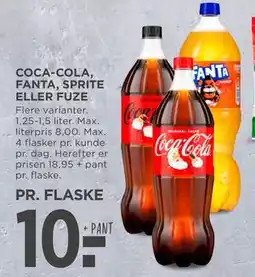 MENY COCA-COLA, FANTA, SPRITE ELLER FUZE, DKK 10 tilbud
