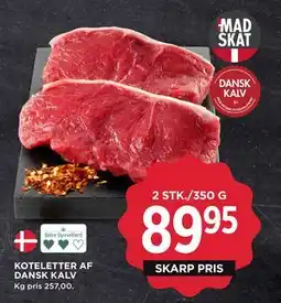 MENY KOTELETTER AF DANSK KALV, DKK 89.95 tilbud