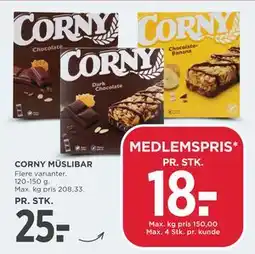 MENY CORNY MÜSLIBAR, DKK 25, App-pris tilbud