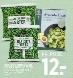 MENY GESTUS GRØNTSAGER ELLER AVOCADO DICES, DKK 12 tilbud