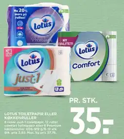 MENY LOTUS TOILETPAPIR ELLER KØKKENRULLER, DKK 35 tilbud