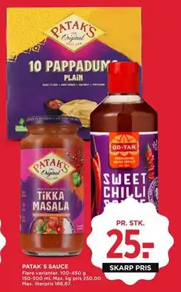MENY PATAK´S SAUCE, DKK 25 tilbud