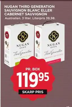 MENY NUGAN THIRD GENERATION SAUVIGNON BLANC ELLER CABERNET SAUVIGNON, DKK 119.95 tilbud