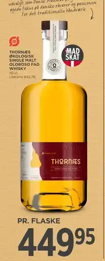 MENY THORNÆS ØKOLOGISK SINGLE MALT OLOROSO FAD WHISKY, DKK 449.95 tilbud