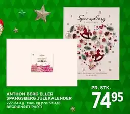 MENY ANTHON BERG ELLER SPANGSBERG JULEKALENDER, DKK 74.95 tilbud