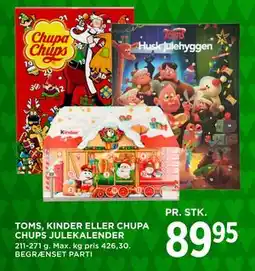 MENY TOMS, KINDER ELLER CHUPA CHUPS JULEKALENDER, DKK 89.95 tilbud