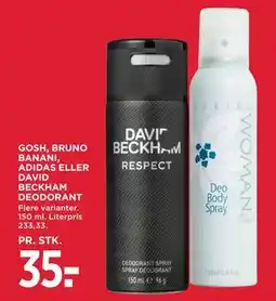 MENY GOSH, BRUNO BANANI, ADIDAS ELLER DAVID BECKHAM DEODORANT, DKK 35 tilbud