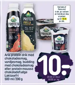 REMA 1000 Arla protein drik med chokoladesmag, vaniljesmag. tilbud