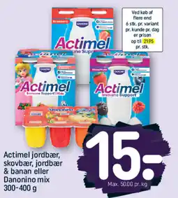 REMA 1000 Actimel jordbær, skovbær, jordbær & banan eller Danonino mix tilbud
