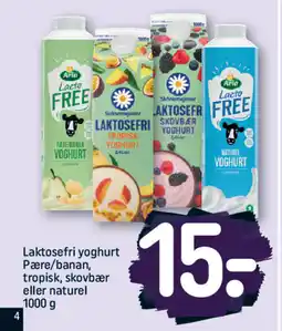 REMA 1000 Laktosefri yoghurt Pære/banan, tropisk, skovbær eller naturel tilbud