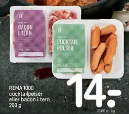 REMA 1000 REMA 1000 cocktailpølser eller bacon i tern tilbud