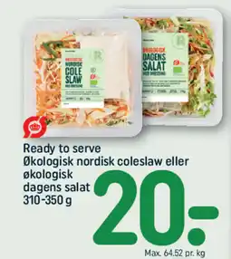REMA 1000 Ready to serve Økologisk nordisk coleslaw eller Økologisk dagens salat tilbud