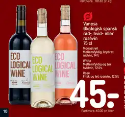 REMA 1000 Vanesa Økologisk spansk rød-, hvid- eller rosévin tilbud