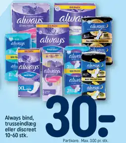 REMA 1000 Always bind, trusseindlæg eller discreet tilbud