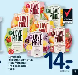 REMA 1000 Lovemade økologisk børnemad Fra 6 måneder+ tilbud