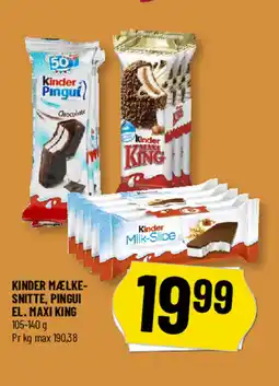 Løvbjerg Kinder mælke- snitte, pingui el. maxi king tilbud
