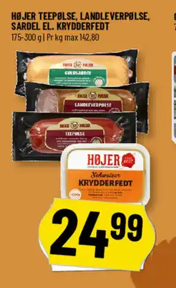 Løvbjerg Højer teepølse, landleverpølse, sardel el. krydderfedt tilbud