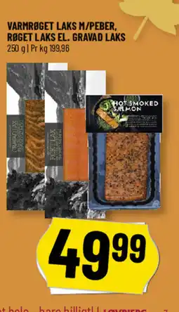 Løvbjerg Varmrøget laks m/peber, røget laks el. gravad laks tilbud