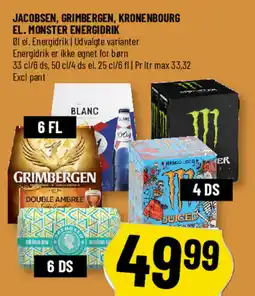 Løvbjerg Jacobsen, Grimbergen, Kronenbourg el. Monster energidrik tilbud