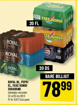 Løvbjerg ROYAL Øl, PEPSI el. FAXE KONDI Sodavand tilbud