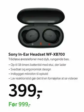 YouSee Sony In-Ear Headset WF-XB700 tilbud