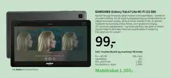 YouSee Samsung galaxy tab a7 lite wi-fi (32 gb) tilbud