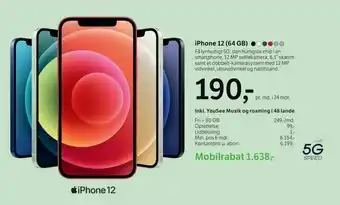 YouSee iPhone 12 (64 GB) tilbud